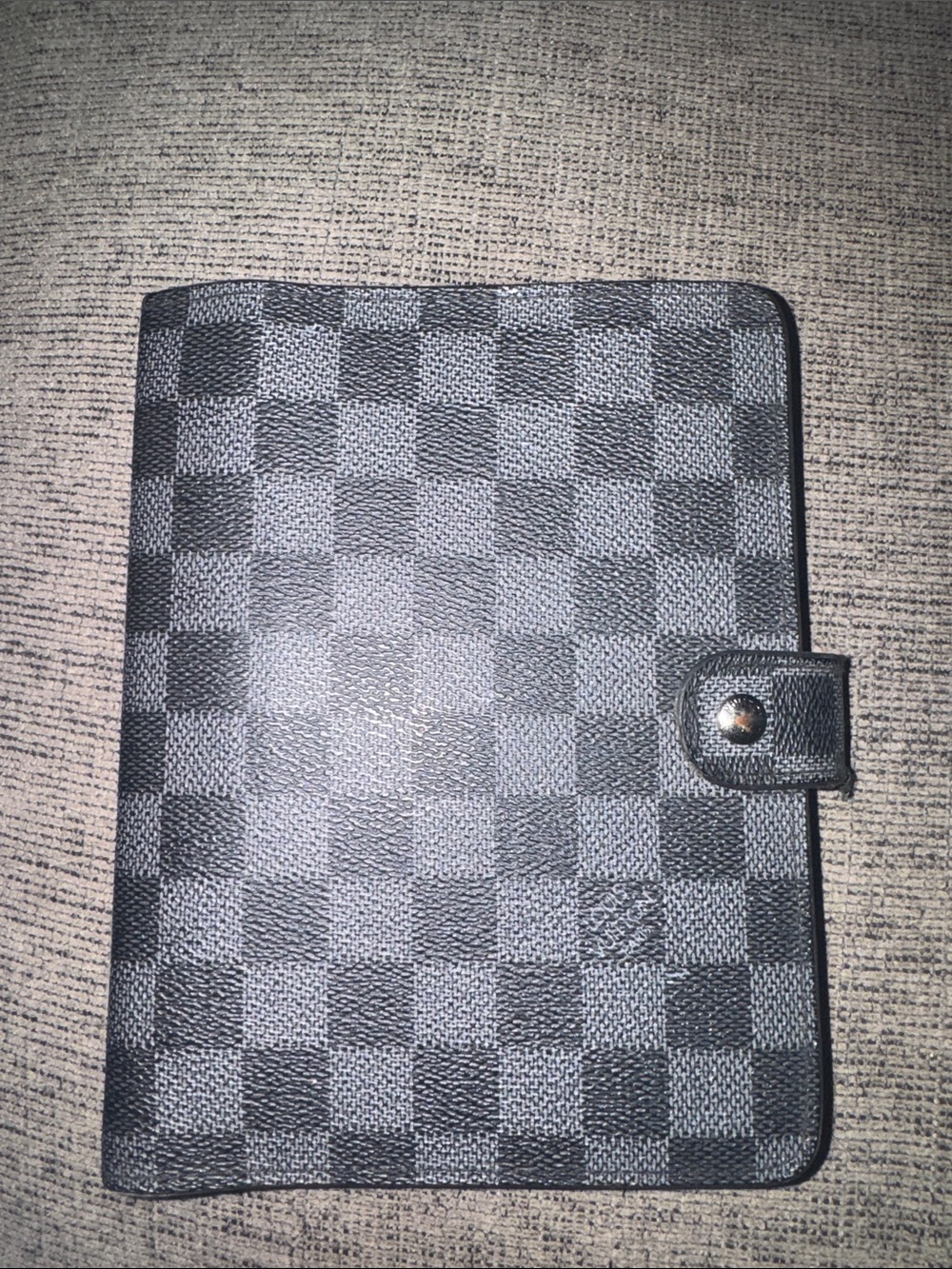 Louis Vuitton Black Textured Leather Card Organizer with Sticker Accent